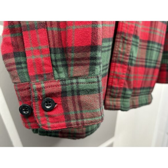LL Bean Fleece Lined Flannel Shirt Men’s Small Reg Traditional Fit Red Plaid - Picture 6 of 15